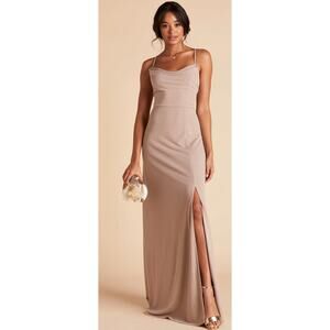 Birdy Grey Ash Formal Dress Crepe Womens XS Taupe Bridesmaid New Evening
